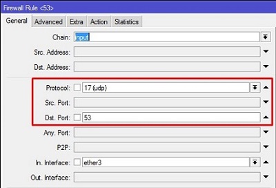 Filter DNS udp