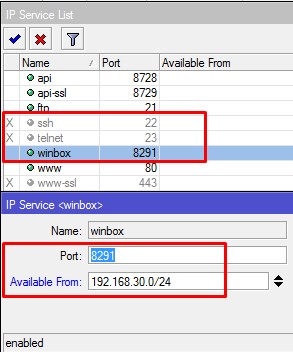 matikan ip service yang tidak di pakai